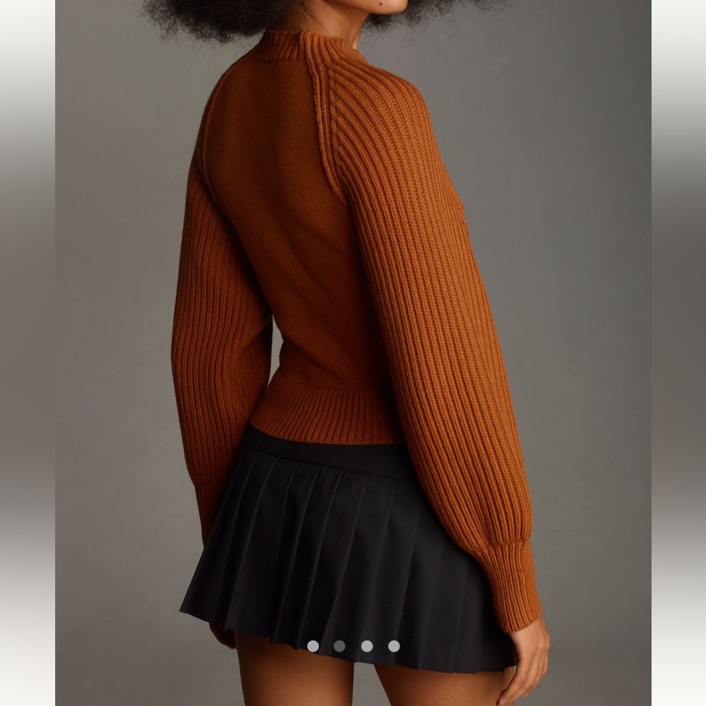Anthropologie Maeve Mock-Neck Raglan Ribbed Sleeve Pullover Sweater NWT!